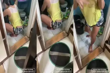 Gadis Cantik Pasrah Goyang Kasur Mandi Crot